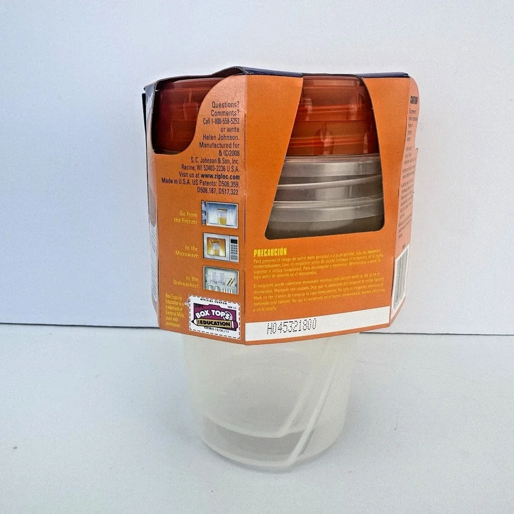 Ziploc Twist 'N Loc Containers Small Round 3 Pack Containers With Lid 16 Oz New